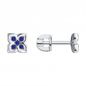 Серьги из белого золота SOKOLOV 2021195-3 с сапфиром 2021195-3 фото
