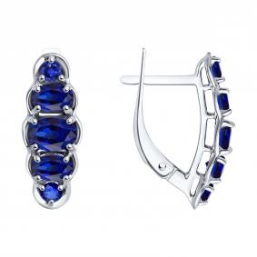 Серьги из белого золота SOKOLOV 2021216-3 с сапфиром 2021216-3 фото