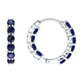 Серьги из белого золота SOKOLOV 2021261-3 с сапфиром 2021261-3 фото