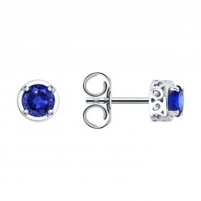 Серьги из белого золота SOKOLOV 2021278-3 с сапфиром 2021278-3 фото