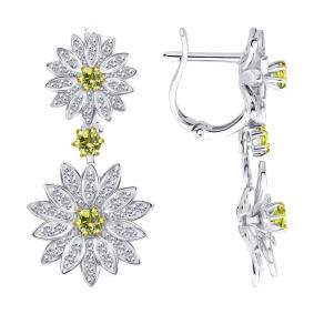 Золотые серьги SOKOLOV 2021283-3 с бриллиантом и сапфиром 2021283-3 фото