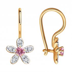 Золотые серьги SOKOLOV 2021288 с бриллиантом и сапфиром 2021288 фото