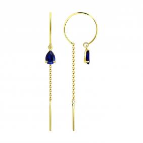 Серьги из лимонного золота SOKOLOV 2021315-2 с сапфиром 2021315-2 фото