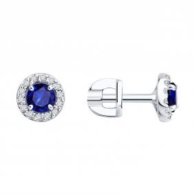 Золотые серьги SOKOLOV 2021316-3 с бриллиантом и сапфиром 2021316-3 фото