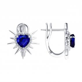 Золотые серьги SOKOLOV 2021324-3 с бриллиантом и сапфиром 2021324-3 фото