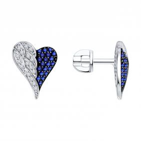 Золотые серьги SOKOLOV 2021325-3 с бриллиантом и сапфиром 2021325-3 фото