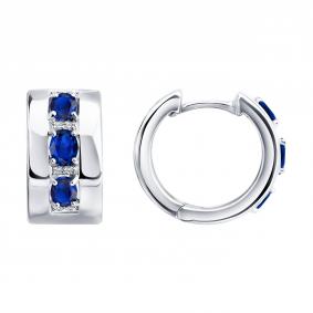 Золотые серьги SOKOLOV 2021337-3 с бриллиантом и сапфиром 2021337-3 фото