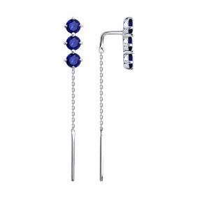 Серьги из белого золота SOKOLOV 2021355-3 с сапфиром 2021355-3 фото