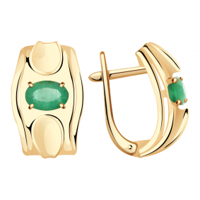 Золотые серьги Александра 2021515ск с изумрудом 2021515ск фото