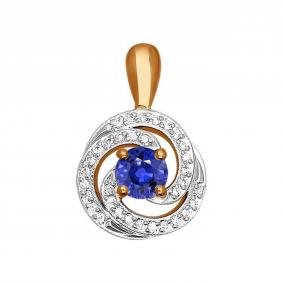 Золотая подвеска SOKOLOV 2030085 с бриллиантом и сапфиром 2030085 фото