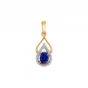 Золотая подвеска SOKOLOV 2030101 с бриллиантом и сапфиром 2030101 фото