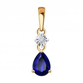 Золотая подвеска SOKOLOV 2030336 с бриллиантом и сапфиром 2030336 фото