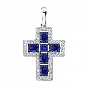 Золотая подвеска SOKOLOV 2030357-3 с бриллиантом и сапфиром 2030357-3 фото