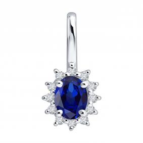 Подвеска из белого золота SOKOLOV 2030373-3 с бриллиантом и сапфиром 2030373-3 фото