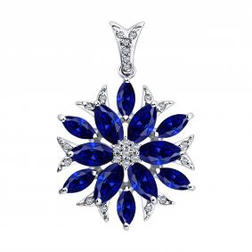 Подвеска из белого золота SOKOLOV 2030381-3 с бриллиантом и сапфиром 2030381-3 фото