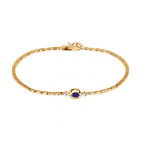 Золотой браслет SOKOLOV 2050068 с бриллиантом и сапфиром 2050068 фото