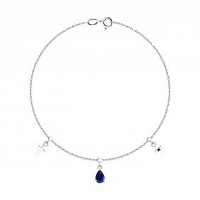 Браслет из белого золота SOKOLOV 2050096-3 с сапфиром и чёрным бриллиантом 2050096-3 фото