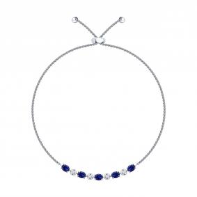 Браслет из белого золота SOKOLOV 2050101-3-5 с сапфиром и бриллиантом выращенным 2050101-3-5 фото