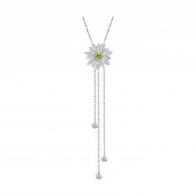 Колье из белого золота SOKOLOV 2070055-3 с бриллиантом и сапфиром 2070055-3 фото