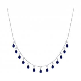 2070066-3-5: Колье из белого золота с сапфирами и бриллиантами выращенными 2070066-3-5 фото
