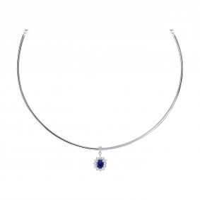 2070067-3-5: Колье из белого золота с сапфиром и бриллиантами выращенными 2070067-3-5 фото
