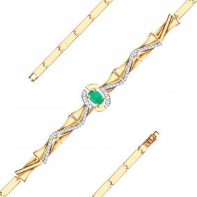 Золотой браслет Александра 2080099ск с бриллиантом и изумрудом 2080099ск фото