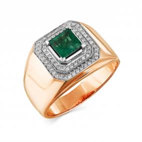 Кольцо из комбинированного золота Мастер Бриллиант 20M1-404005-00-01 с бриллиантом и изумрудом 20M1-404005-00-01 фото