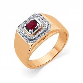 Кольцо из комбинированного золота Мастер Бриллиант 20M1-404005-04-03 с бриллиантом и рубином 20M1-404005-04-03 фото