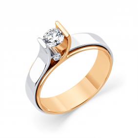 Кольцо из комбинированного золота Мастер Бриллиант 20M1-406483-01-00 с бриллиантом 20M1-406483-01-00 фото