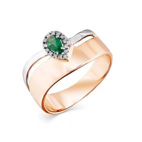 Кольцо из комбинированного золота Мастер Бриллиант 20M1-408283-00-01 с бриллиантом и изумрудом 20M1-408283-00-01 фото