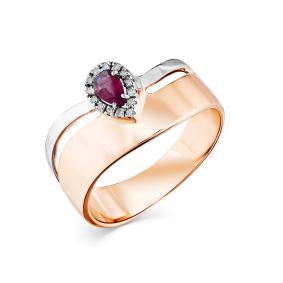 Кольцо из комбинированного золота Мастер Бриллиант 20M1-408283-00-03 с бриллиантом и рубином 20M1-408283-00-03 фото