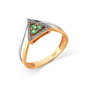 Кольцо из комбинированного золота Мастер Бриллиант 20M1-408350-00-01 с бриллиантом и изумрудом 20M1-408350-00-01 фото