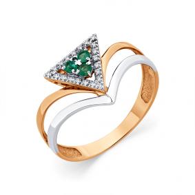 Кольцо из комбинированного золота Мастер Бриллиант 20M1-408350-99-01 с бриллиантом и изумрудом 20M1-408350-99-01 фото