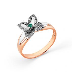 Кольцо из комбинированного золота Мастер Бриллиант 20M1-408364-00-01 с бриллиантом и изумрудом 20M1-408364-00-01 фото