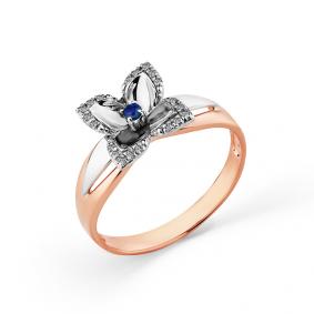 Кольцо из комбинированного золота Мастер Бриллиант 20M1-408364-00-02 с бриллиантом и сапфиром 20M1-408364-00-02 фото