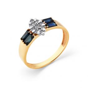 Кольцо из комбинированного золота Мастер Бриллиант 20M1-408382-00-02 с бриллиантом и сапфиром 20M1-408382-00-02 фото