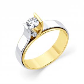 Кольцо из комбинированного золота Мастер Бриллиант 20M1-506483-01-00 с бриллиантом 20M1-506483-01-00 фото