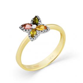 Кольцо из комбинированного золота Мастер Бриллиант 20M1-508409-00-60 с бриллиантом и турмалином 20M1-508409-00-60 фото