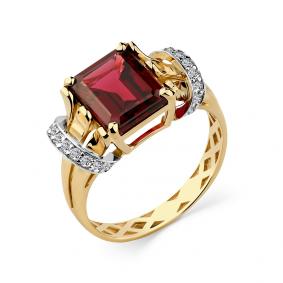 Кольцо из комбинированного золота Мастер Бриллиант 20M1-508496-00-33 с бриллиантом и родолитом 20M1-508496-00-33 фото