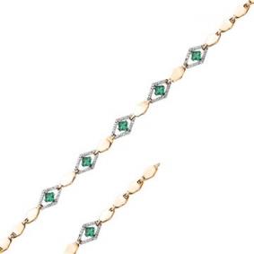 Браслет из комбинированного золота Мастер Бриллиант 20M10-420368-70-01 с бриллиантом и изумрудом 20M10-420368-70-01 фото