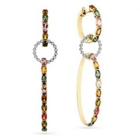 Серьги из комбинированного золота Мастер Бриллиант 20M2-308510-00-60 с бриллиантом и турмалином 20M2-308510-00-60 фото