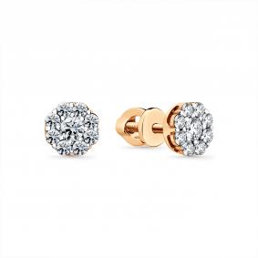 Серьги из комбинированного золота Мастер Бриллиант 20M2-402078-00-00 с бриллиантом 20M2-402078-00-00 фото