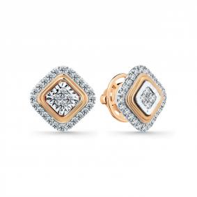 Серьги из комбинированного золота Мастер Бриллиант 20M2-402234-00-00 с бриллиантом 20M2-402234-00-00 фото