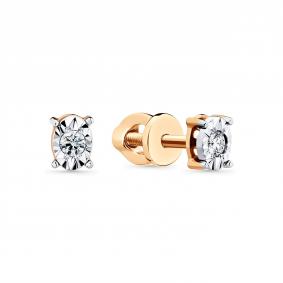 Серьги из комбинированного золота Мастер Бриллиант 20M2-402256-00-00 с бриллиантом 20M2-402256-00-00 фото