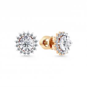 Серьги из комбинированного золота Мастер Бриллиант 20M2-404200-00-00 с бриллиантом 20M2-404200-00-00 фото