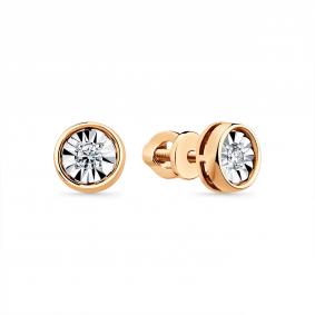 Серьги из комбинированного золота Мастер Бриллиант 20M2-405254-01-00 с бриллиантом 20M2-405254-01-00 фото