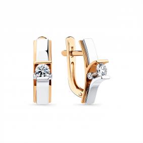 Серьги из комбинированного золота Мастер Бриллиант 20M2-406483-01-00 с бриллиантом 20M2-406483-01-00 фото