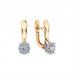 Серьги из комбинированного золота Мастер Бриллиант 20M2-407017-00-00 с бриллиантом 20M2-407017-00-00 фото