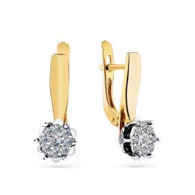 Серьги из комбинированного золота Мастер Бриллиант 20M2-407039-00-00 с бриллиантом 20M2-407039-00-00 фото