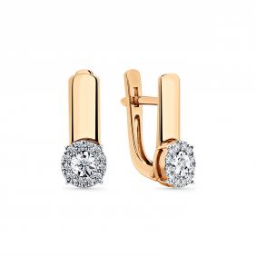 Серьги из комбинированного золота Мастер Бриллиант 20M2-407087-50-00 с бриллиантом 20M2-407087-50-00 фото